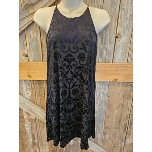 Aqua by Bloomingdale XS velour mixed media black whimsigoth EUC mini dress